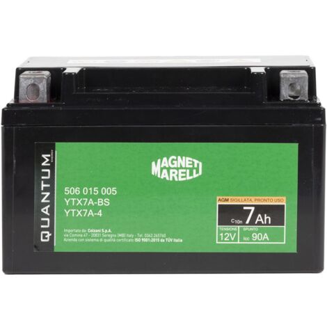 Magneti marelli batteria moto e scooter 7AH 12V 90A tecnologia AGM sigillata polo positivo sinistro