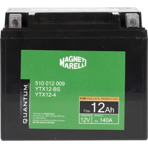 Magneti marelli batteria moto e scooter 12AH 12V 140A tecnologia AGM sigillata polo positivo sinistro