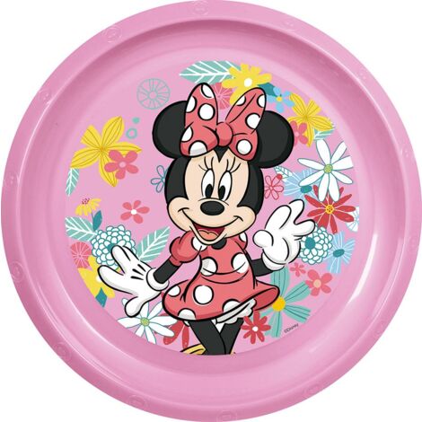 Disney Piatto piano rosa per bambine in plastica Minnie resistente agli urti accidentali e riutilizzabile (1/3)