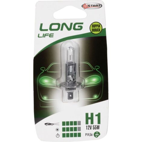 H1 Long Life Lampadina Singola per luci auto 12V 55W P14,5s (1/3)