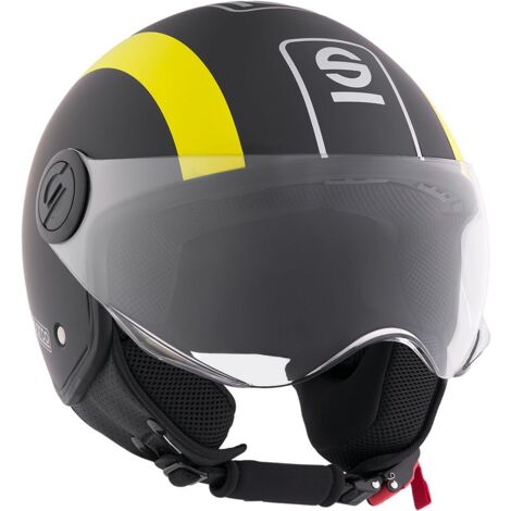 Sparco Casco Demi-Jet per moto nero e giallo con calotta in ABS Taglia L