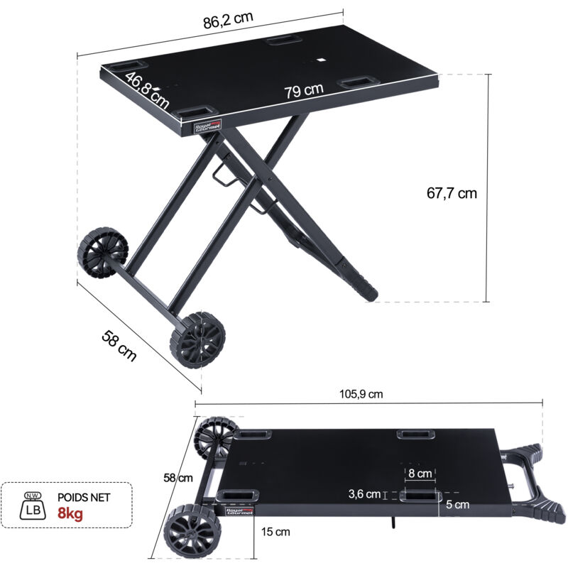 Chariot pliable - Ninja - OG701EU - Noir - Compatible avec barbecue électrique - Rangement facile - Jardin Chariot pliable - Ninja - OG701EU - Noir - Compatible avec barbecue électrique - Rangement facile - Jardin