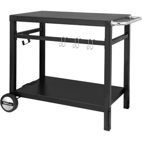 Royal Gourmet – Chariot à plancha – Desserte de jardin en métal – Surface de travail 85 x 50 cm – Charge max 35 kg – 2 roues flexibles – Noir