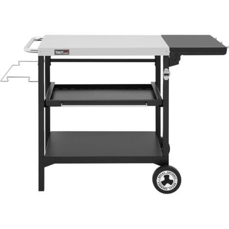 Royal Gourmet – Chariot à plancha avec 3 étagères – Dessus en acier inox 70 x 50cm – Table d'appoint pliante 30 x 50cm – Rangement optimisé