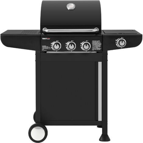 Barbecue Gaz à 3 Brûleurs avec Brûleur Latéral - Gril à Gaz de Puissance 10 kW avec 2 Grille en Fonte, Noir - Royal Gourmet (1/5)