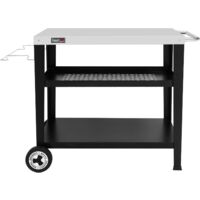 Royal Gourmet – Chariot à plancha avec 3 étagères – Plan de travail en acier inoxydable 85x50cm – 2 roues flexibles – Support de sac à ordures détachable
