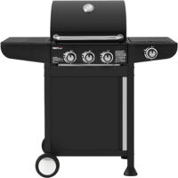 Barbecue Gaz à 3 Brûleurs avec Brûleur Latéral - Gril à Gaz de Puissance 10 kW avec 2 Grille en Fonte, Noir - Royal Gourmet