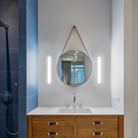 Miroir Salle de Bain Lumiere LED 5W 310MM, 400LM Applique Salle de Bain Miroir Lumineux LED avec Interrupteur, S14S Tube LEDS 30CM IP44 Etanche Remplaçable, Éclairage Blanc Neutre 4000K Luminaires