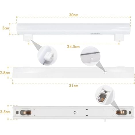 Miroir Salle de Bain Lumiere LED 5W 310MM, 400LM Applique Salle de Bain Miroir Lumineux LED avec Interrupteur, S14S Tube LEDS 30CM IP44 Etanche Remplaçable, Éclairage Blanc Neutre 4000K Luminaires