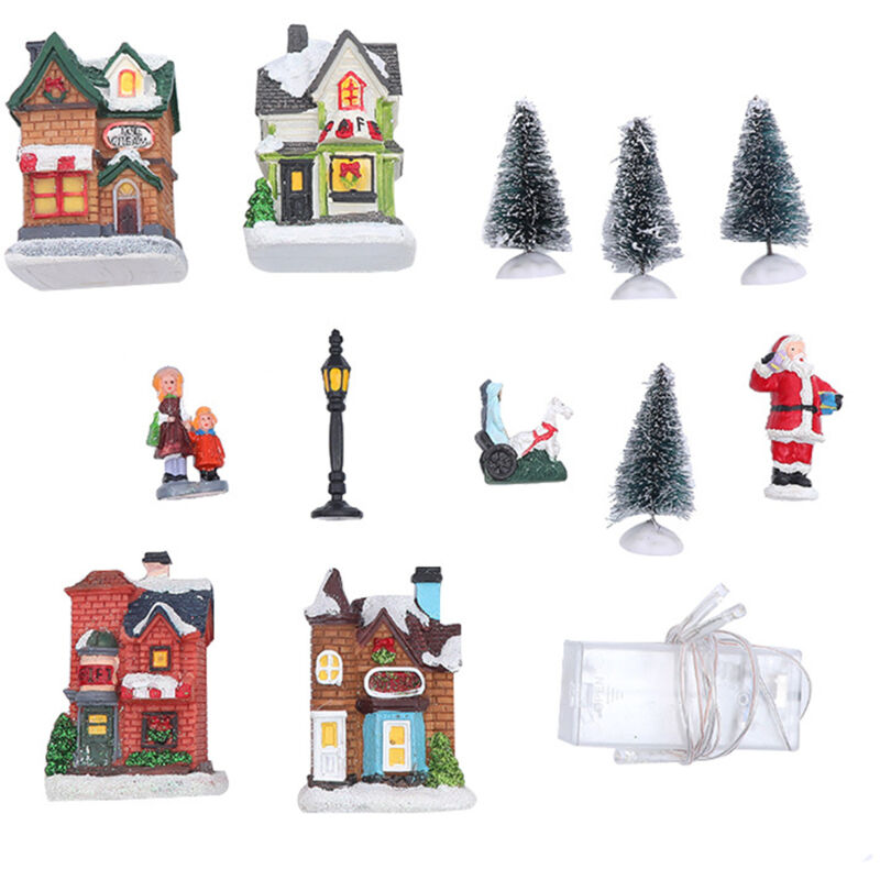 Décorations De Noël En Résine - Figurines Miniatures Pour Village De Noël, 7 Pièces, 10 Cm