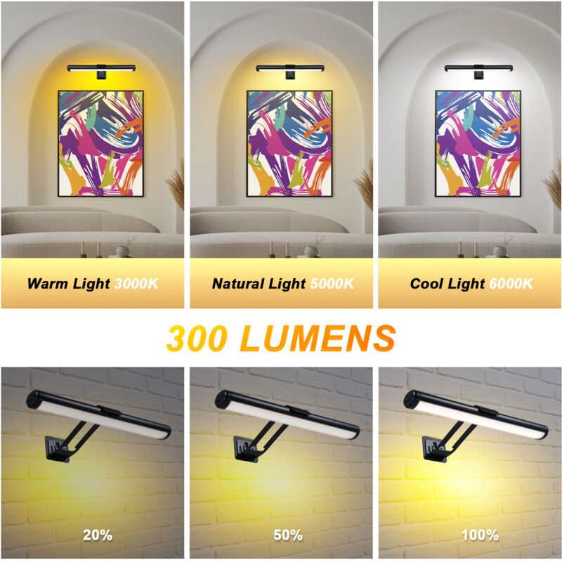 Gistuch Lampe Murale Sans Fil Rechargeable,4500mAh Eclairage Tableau LED Sans Fil à Télécommande, 32CM Appliques pour Tableaux et Vitrines Type-C, Lampe Tableau pour La Fresque Les [Classe énergétiq 3