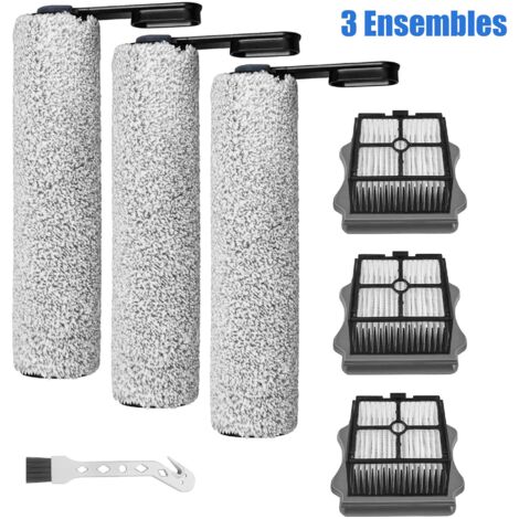 Nannigr Rouleau de brosse de rechange et Filtre HEPA pour Tineco Floor One S5 / S5 Pro / S5 Pro 2 / S5 Extreme aspirateur humide et sec, 3 rouleaux de brosse + 3 filtres + 1 brosse de nettoyage (1/5)