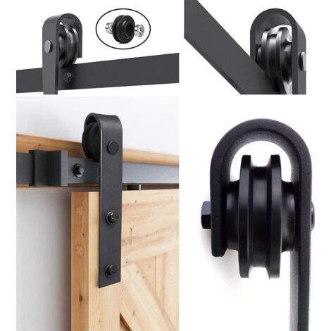 Gistuch 160cm/5.5FT Quincaillerie Kit de Rail pour Porte Coulissante, pour système de quincaillerie à Célibataire porte, J type