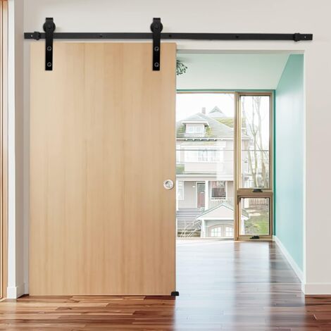 Gistuch 160cm/5.5FT Quincaillerie Kit de Rail pour Porte Coulissante, pour système de quincaillerie à Célibataire porte, J type