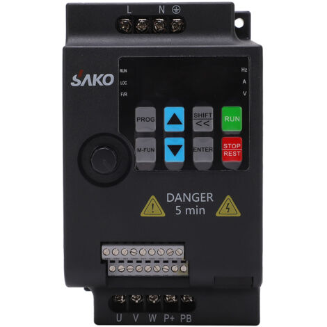 Nannigr Variateur de Fréquence 220V 2.2KW Convertisseur de VFD Contrôleur Vitesse Moteur AC Entraînement Variable Entrée Monophasé et Sortie Triphasée