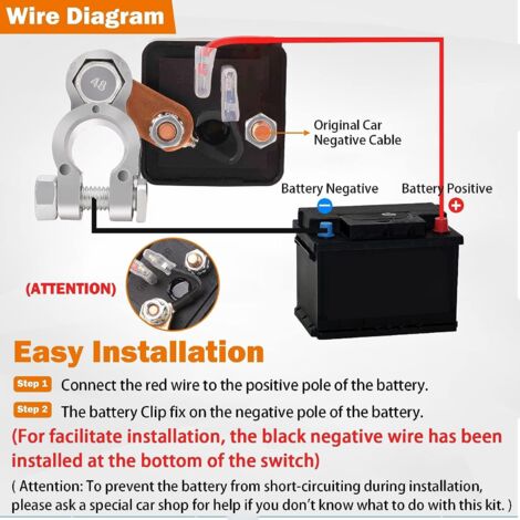 Interrupteur De Déconnexion De Batterie à Distance 12V 200A - Télécommande Sans Fil Avec 1 Clé - Pour Voiture, Camping-Car - 6