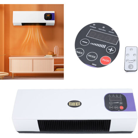 Nannigr Petit climatiseur Mural 2000W ,avec télécommande pour Chambre à Coucher Salon Salle de Bain Appartement, PTC Appareil de Chauffage et de Refroidissement de l'air (1/5)