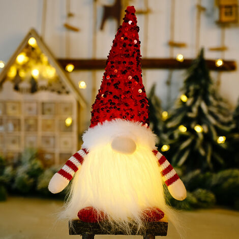 Gistuch Décorations de Nains d'elfe Faites à la Main - Figurine scandinave Nordique en Peluche Elfe de Noël avec Clochette - Décoration De Noel Et Décoration De Table(Rouge) (1/5)