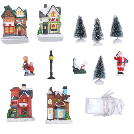 Maison Illuminée Pour Village De Noël – Décoration En Résine Avec LED – Effet Neige Et Lumière Douce – Pour Table, étagère Ou Cheminée