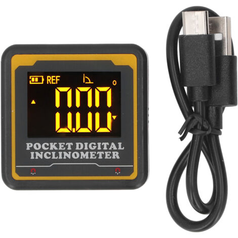 Nannigr Buscador de ángeles digital ultra pequeño nivel magnético, cubo de ángulo recargable, medidor de inglete de sierra de mesa, inclinómetro electrónico transportador de 4 x 90 grados, herramienta