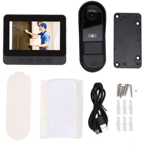 Gistuch Sonnette Vidéo sans Fil, Système D' Vidéo 1080P, Nocturne, Conversation Bidirectionnelle, étanche IP66, Grand Angle 170°, pour la sécurité de la Maison