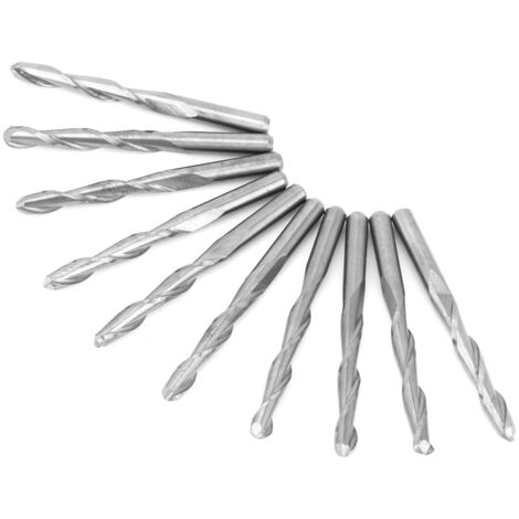 Nannigr Fraises CNC, Mèches CNC 2 Cannelures Mèche de Routeur en Spirale 10 Pièces pour Fraise en Bout CNC en Bois Fraise en Tungstène 3.175 22mm (1/5)