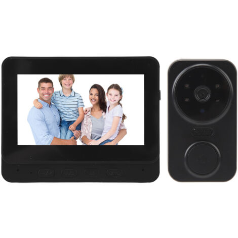 Nannigr Système D'interphone Vidéo, Visiophone Intelligent 1080P, Sonnette Dingdong à Vision Nocturne Intelligente sans Fil WiFi avec Moniteur Intérieur,Vision Nocturne