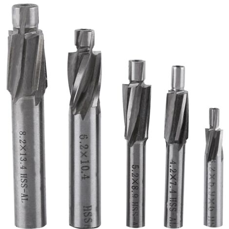 Nannigr 5pcs Fraise en Bout Fraise, Fraise Fente forets Fraises rotatives CNC Set Outil M3-M8 4 Flûtes HSS-AL pour cuivre, Aluminium, Acier, Fonte