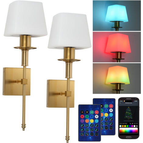 LED Applique Murale Rechargeable USB Avec Télécommande Lampe Murale Dimmable Avec Fonction Minuteur Éclairage Mural Sans Fil Alimentée Batterie Magnétique Luminaire Mural Pour Salon (Doré,2 Pièces