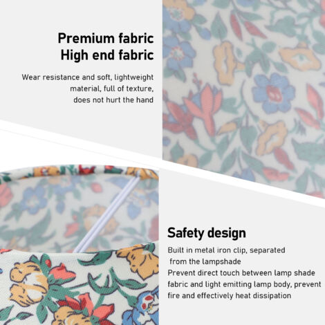 Abat-jour Floral Violet 28x28cm - Couverture Lampe Tissu Motif Fleuri Déco Intérieur