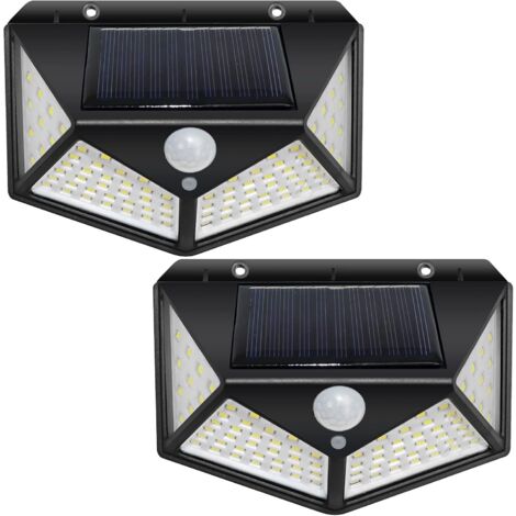 Nannigr Lampe Solaire Extérieur 100 LED, Détecteur de Mouvement, Lumière Solaire Etanche éclairage Solaire, IP44 Lampe de Sécurité sans Fil lampe mural pour Jardin, Lot de 2 (1/5)