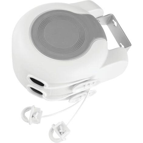 Nannigr Corde à linge rétractable pour intérieur et extérieur - Robuste, 2 fils à linge de 13 m , fixation murale - Blanc pour salle de bain, buanderie, jardin ou voyage (1/5)