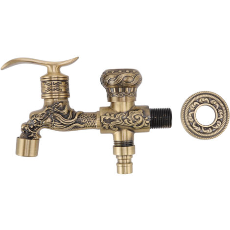 Nannigr Robinet d'eau 2 poignées 1 trou robinet en laiton sculpté dragon antique frotté à l'huile pour lavabo de salle de bain lavabo monté sur comptoir (1/5)