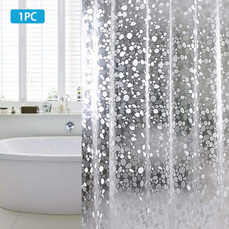 Nannigr Rideau de Douche Anti-moisissure 180 x 180 cm EVA Imperméable avec 12 Anneaux et Poids inférieur Magnétique, Rideau de Bain Semi-Transparent , Motif Pierres 3D, pour Baignoire (1/5)
