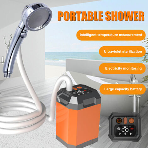Douche Solaire Portable 6000mAh - Pompe Électrique Rechargeable Avec Affichage Température & Seau Pliable 20L Pour Camping & Randonnée