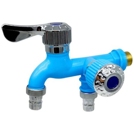 Robinet Double Sortie 1/2" 3/4" Laiton - Avec Adaptateur Et Joints, Résistant Au Gel, Pour Jardin, Machine à Laver