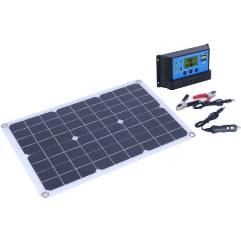 Ej.Life Panneau de Charge de Batterie, Outils de batterie Chargeurs de batterie Solaire 50W Kit de Panneau D'alimentation Solaire Monocristallin avec Contrôleur DC18V/1600mA