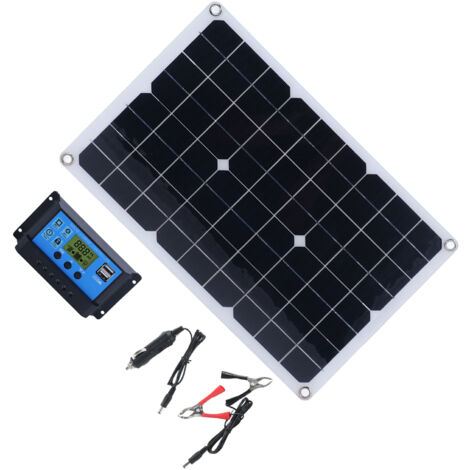 Ej.Life Panneau de Charge de Batterie, Outils de batterie Chargeurs de batterie Solaire 50W Kit de Panneau D'alimentation Solaire Monocristallin avec Contrôleur DC18V/1600mA