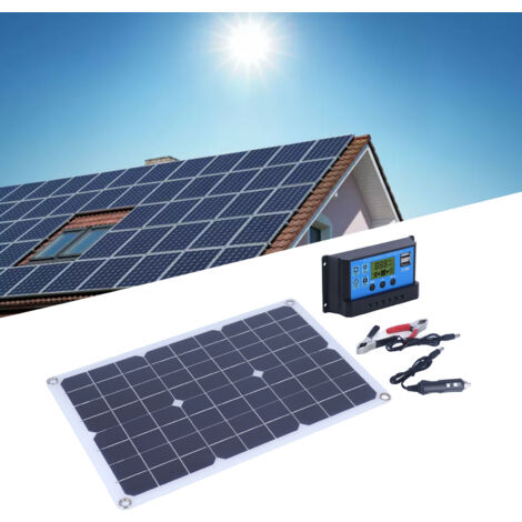 Ej.Life Panneau de Charge de Batterie, Outils de batterie Chargeurs de batterie Solaire 50W Kit de Panneau D'alimentation Solaire Monocristallin avec Contrôleur DC18V/1600mA