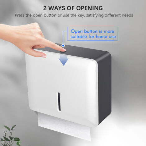 Distributeur Essuie Mains Mural Modundry - Capacité 200 Papiers Plié Pour Cuisine Et Salle De Bain (Blanc)