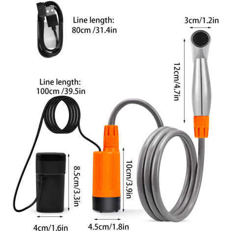 Douche Portable Camping 5 Litres Avec Pompe 45 Psi | Kit Complet Tuyau 1.5m 8 Réglages Buse Support Stable