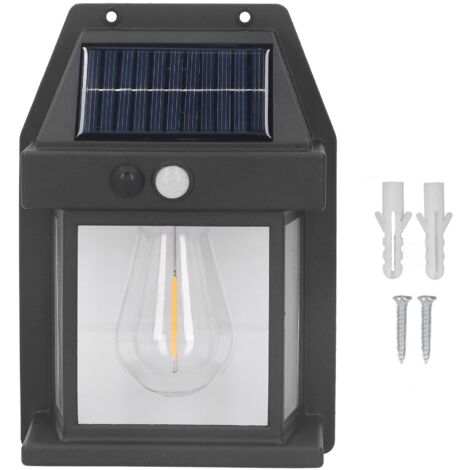 Nannigr Solar Tungstten Mur Light Sendoor Capteur Interaction Lampe éclairage extérieur éclairage Mont IP65 Black imperméable (1/5)