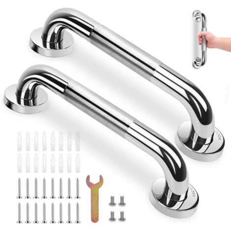 Nannigr Lot de 2 barres d'appui de salle de bain en acier inoxydable 304 avec poignée antidérapante,pour baignoire,toilettes, salle de bain, rampe d'escalier,40cm