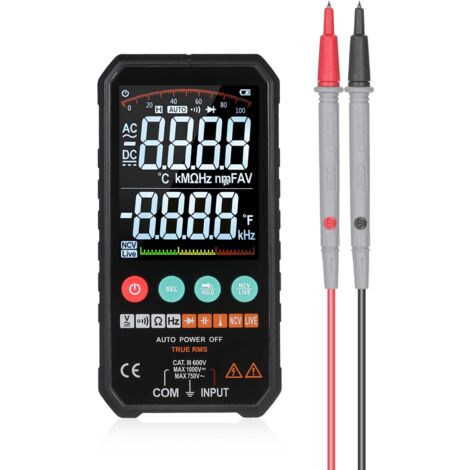 Nannigr Multimètre fin FY107C TRMS avec thermomètre sans pile