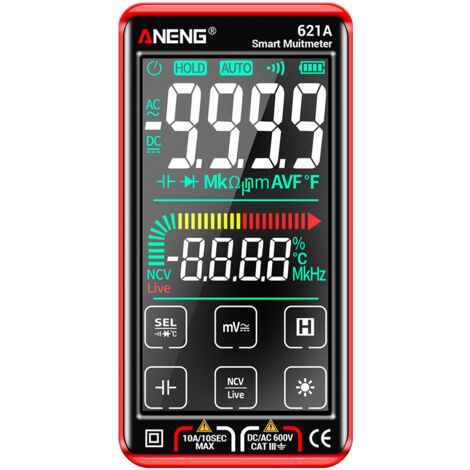 Nannigr Multimètre tactile 621A TRMS lithium rouge (1/5)