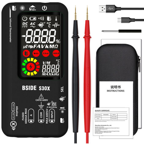 Nannigr Multimètre numérique infrarouge S30X LCD couleur 9999 points double alimentation