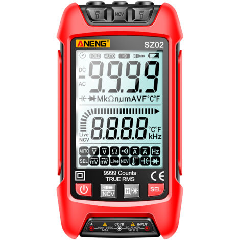 Nannigr Multimètre SZ02 TRMS 9999 pts rouge sans pile