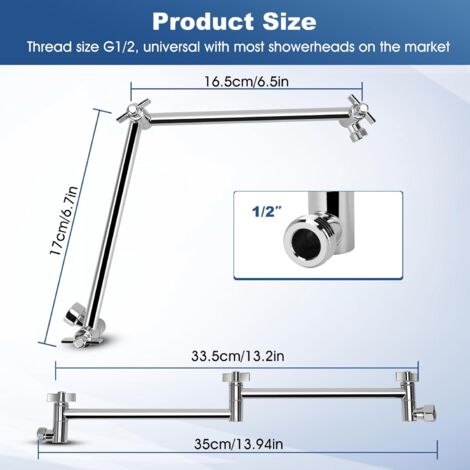 Bras D'extension De Douche En Forme De S, 8 Pouces Bras D