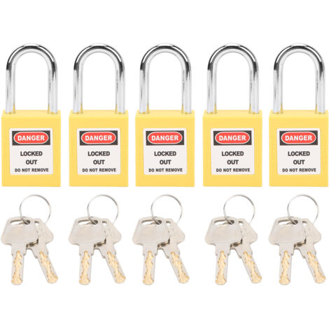 5 ensembles de verrouillage de verrouillage de 38mm, isolation LOTO en Nylon PA en acier pour le transport logistique de l'énergie nucléaire, jaune (1/5)