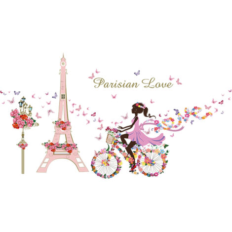 Stickers Muraux Paris Tour Eiffel Stickers Muraux Répétable Coller Décoration Murale pour Filles Chambre (1/5)